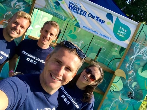 Bristol Water employees by the Water Bar
