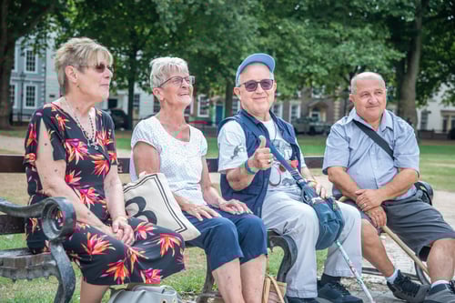 Community on a park bench